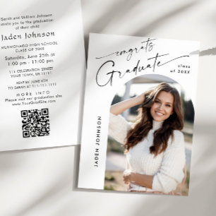 Convites Código QR de Festa de formatura de FOTO Minimalist
