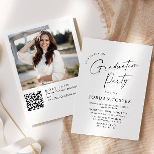 Convites Código QR de Festa de formatura de FOTO Minimalist