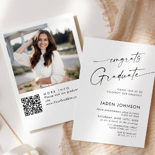 Convites Código QR de Festa de formatura de FOTO Minimalist