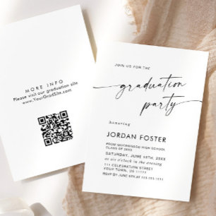 Convites Código QR de Festa de formatura Minimalista Elegan