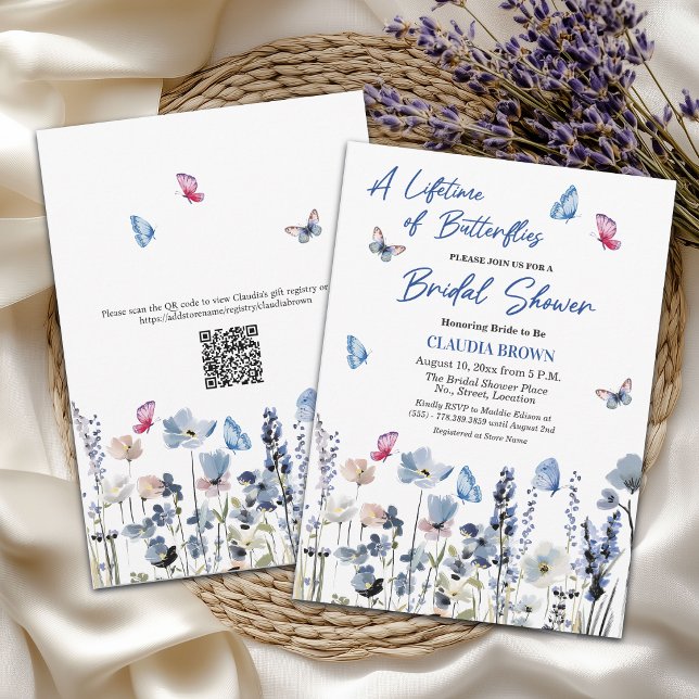 Convites Código QR de Flores Silvestres Bluebell para Chá d (Criador carregado)