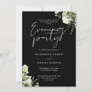 Convites Código QR de Folhagem Floral para Festa de Casamen