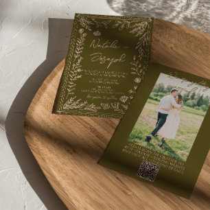 Convites Código QR de Foto Casamento Floral de Campinas Des