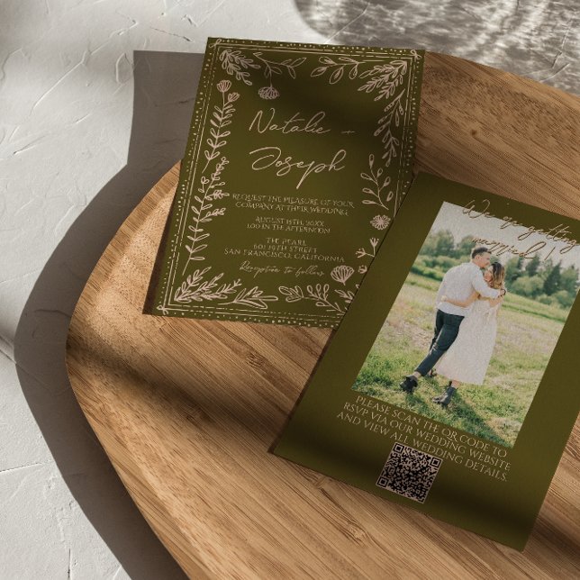 Convites Código QR de Foto Casamento Floral de Campinas Des (Criador carregado)