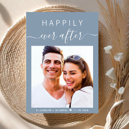 Convites Código QR de Foto Chic tudo em um casamento azul e