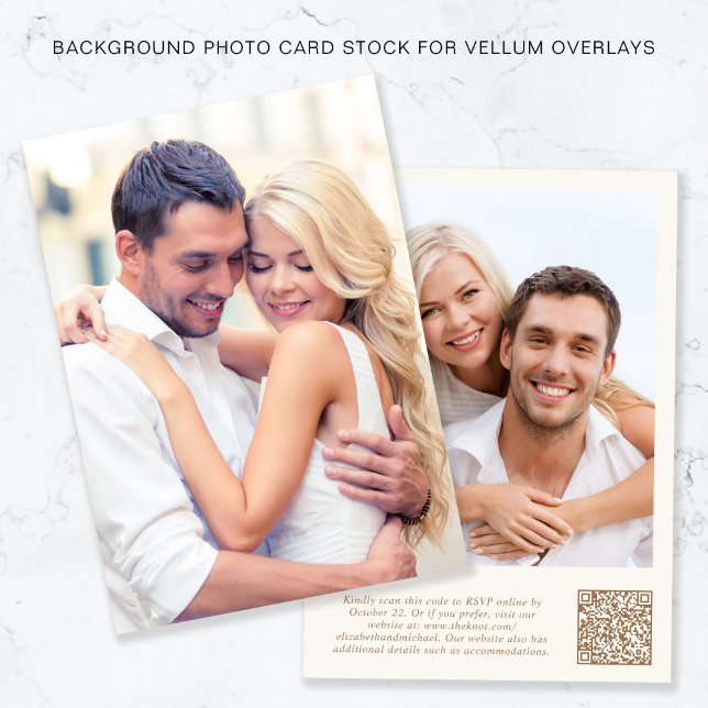 Convites Código QR de Foto Código Dourado Cream Fundo Vellu (Criador carregado)