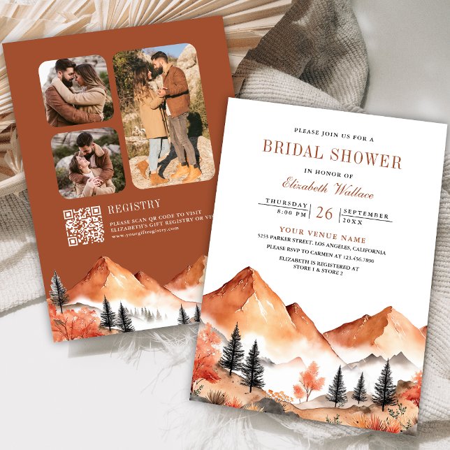 Convites Código QR de Foto da Montanha de Terracota para Ch (Criador carregado)