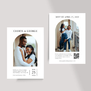 Convites Código QR de Foto de 2 Arcos Minimalista Tudo em U