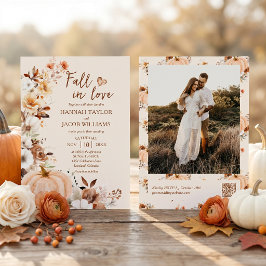 Convites Código QR de Foto de Abóbora de Casamento de Enamo