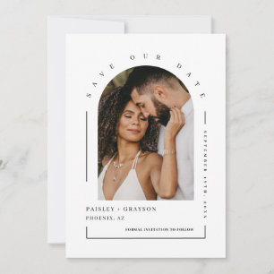 Convites Código QR de Foto de Arch Minimalista Moderno Salv