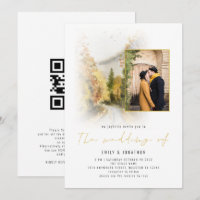 Código QR de Foto de Árvores de Outono em Aquarela