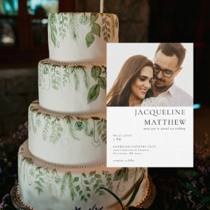 Convites Código QR de Foto de Casal Contemporâneo Casamento