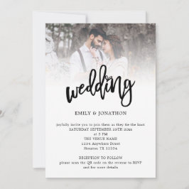 Convites Código QR de Foto de Casamento com Letra Moderna A