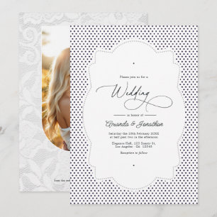 Convites Código QR de Foto de Casamento com Moldura de Rend
