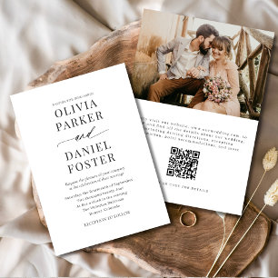 Convites Código QR de Foto de Casamento Minimalista Moderno