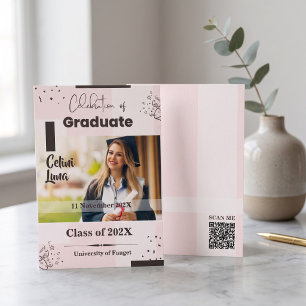 Convites Código QR de Foto de Celebração de Graduado Rosa R