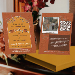 Convites Código QR de Foto de Cunho Rústico em Terracota Vi