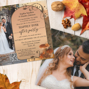 Convites Código QR de Foto de Outono Boêmio Após Casamento