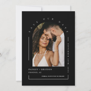 Convites Código QR de Foto do Arco Preto Clássico Salva Nos