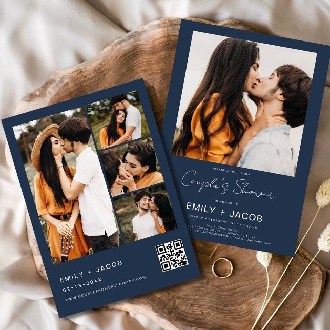 Convites Código QR de foto do Chá azul do Casal marinho (Criador carregado)