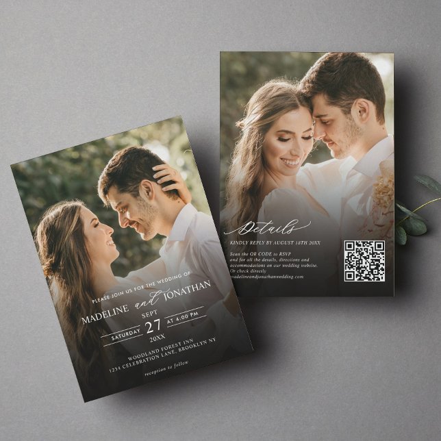 Convites Código QR de Foto do Elegante Moderno 2 Todos em u (Criador carregado)