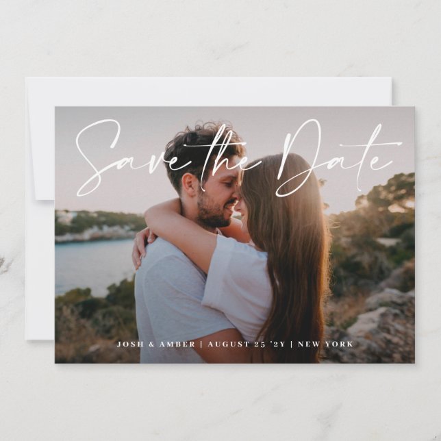 Convites Código QR de Foto Editável Moderno | Guardar O Car (Frente)