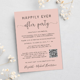 Convites Código QR de Foto Elegante Rosa Bege Recepção de C