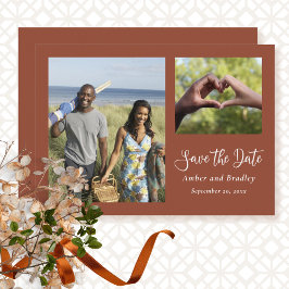 Convites Código QR de Foto Mínimo Laranja Queimado Salvar D