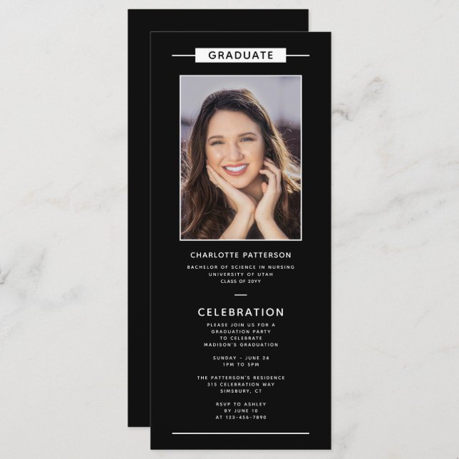 Convites Código QR de Foto Moderna Simples da festa de form (Frente/Verso)