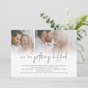Convites Código QR de Foto Moderno 2 Obtendo Casamento Hit