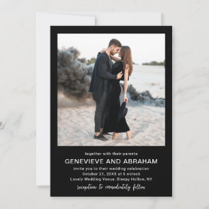Convites Código QR de Foto Preta Limpa Casamento Moderno