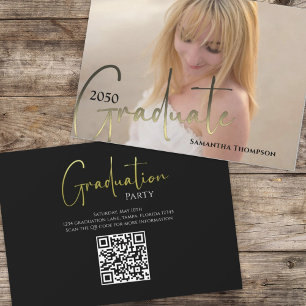 Convites Código QR de Fotografia da Caligrafia Preta do For