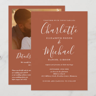 Convites Código QR de Fotografia de Casamento com Letra Ele