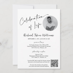 Convites Código QR de Fotografia Funeral Memorial Mínima Mo