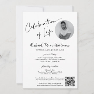 Convites Código QR de Fotografia Funeral Memorial Mínima Mo