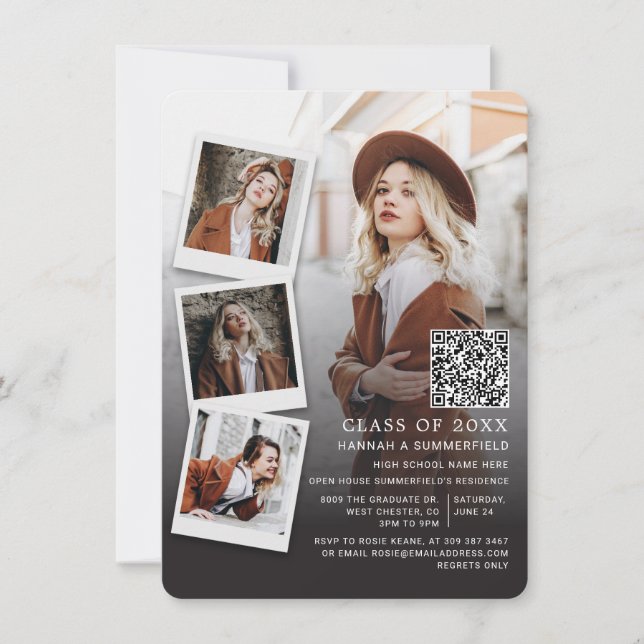 Convites Código QR de Fotos da Festa de Formatura de 2026 (Frente)