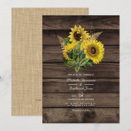 Convites Código QR de Girassóis Rústicos para RSVP Casament