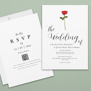 Convites Código QR de Letra Elegante Rosa Vermelha Minimali