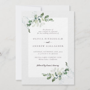 Convites Código QR de luxo Eucalyptus tudo em um casamento