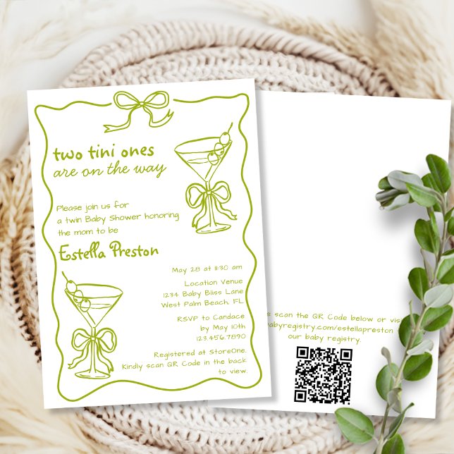 Convites Código QR de Martinis Sujos Caprichosos para Chá d (Criador carregado)