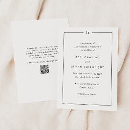 Convites Código QR de Monograma Atemporal Casamento Moderno