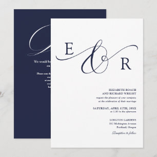 Convites Código QR de Monograma de Letra Cursiva Elegante C