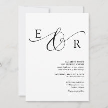 Código QR de Monograma Elegante Preto e Branco Cas