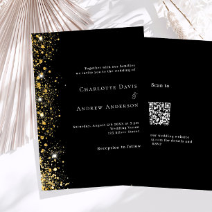 Convites Código QR de ouro preto RSVP detalhes casamento