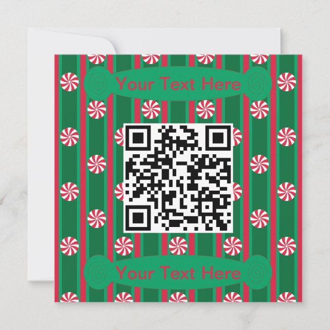 Convites Código QR de Peppermint Divertido e Chique (Frente)