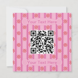 Convites Código QR de Peppermint Rosa Divertido e Elegante