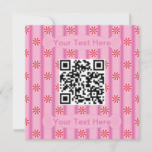Convites Código QR de Peppermint Rosa Divertido e Elegante