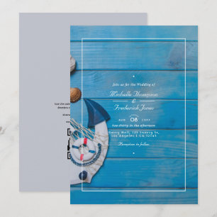 Convites Código QR de Praia Rústica RSVP Casamento Náutico