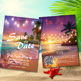 Convites Código QR de praia solar tropical Salvar a data