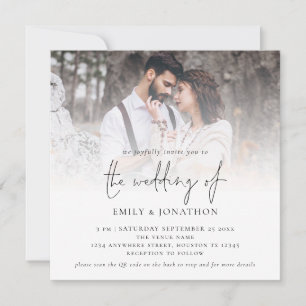 Convites Código QR de Roteiro Moderno Foto Casamento Quadra